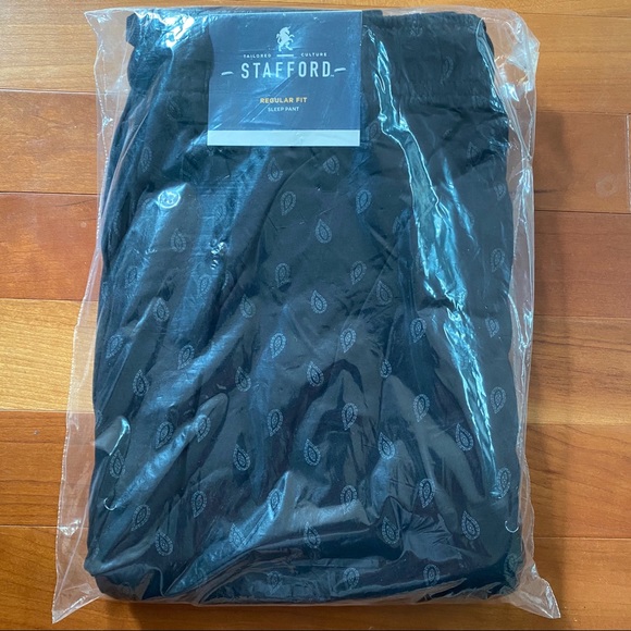 Stafford Regular Fit Black Woven Sleep Pants (3XL) - Picture 1 of 3